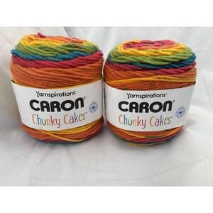 2 Yarnspirations Caron Chunky Cakes Yarn  Rainbow Jellys 9.8oz Each 100% Acrylic